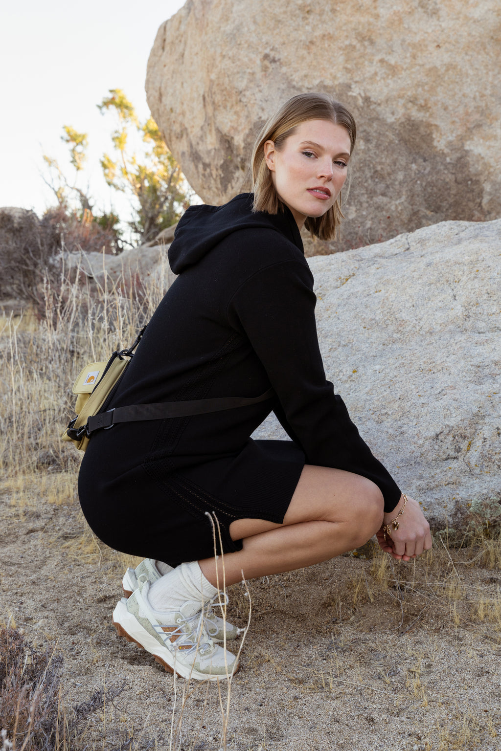 The Sweater Hoodie Dress in Ink