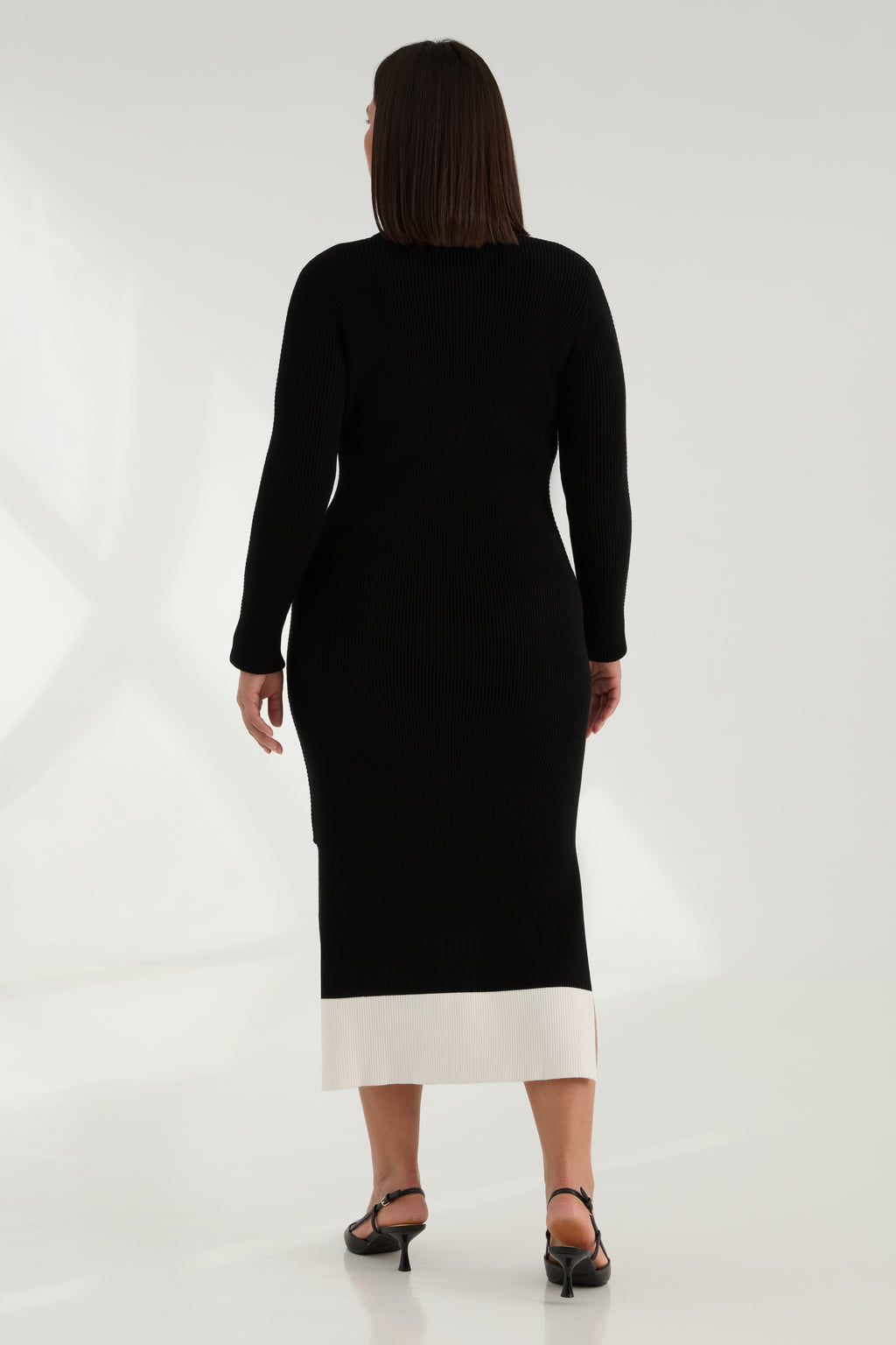 The Rib Sweater Midi Dress In Ink - KADA