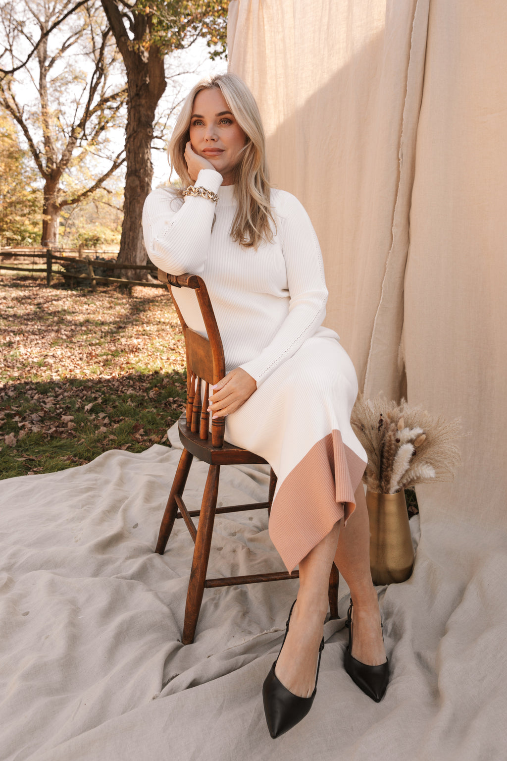 The Rib Sweater Midi Dress in Salt