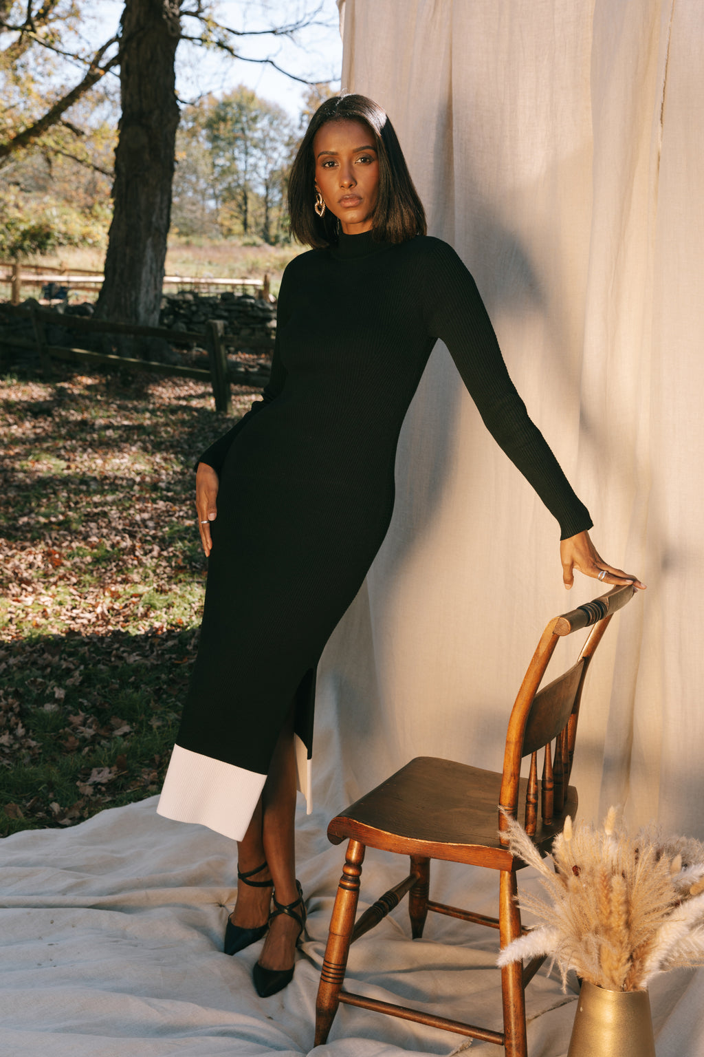 The Rib Sweater Midi Dress In Ink - KADA L The Rib Sweater Midi Dress In Ink - KADA L