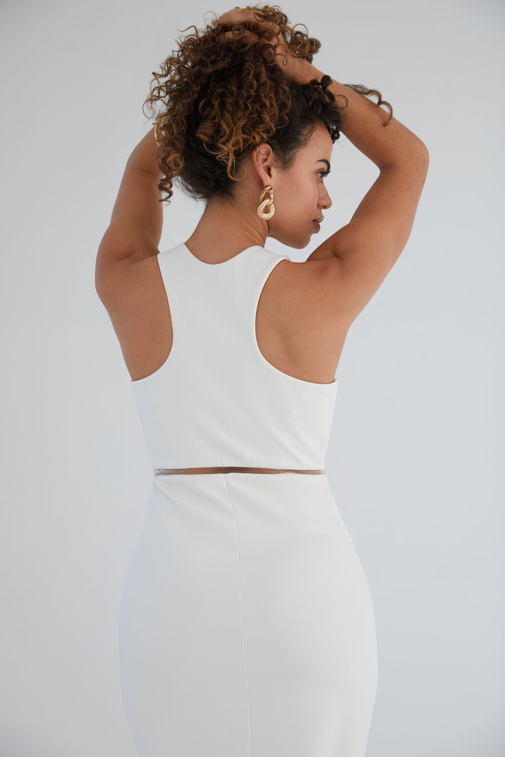 white christmas dresses The Sculpt Racerback Tank Midi Dress in Salt
