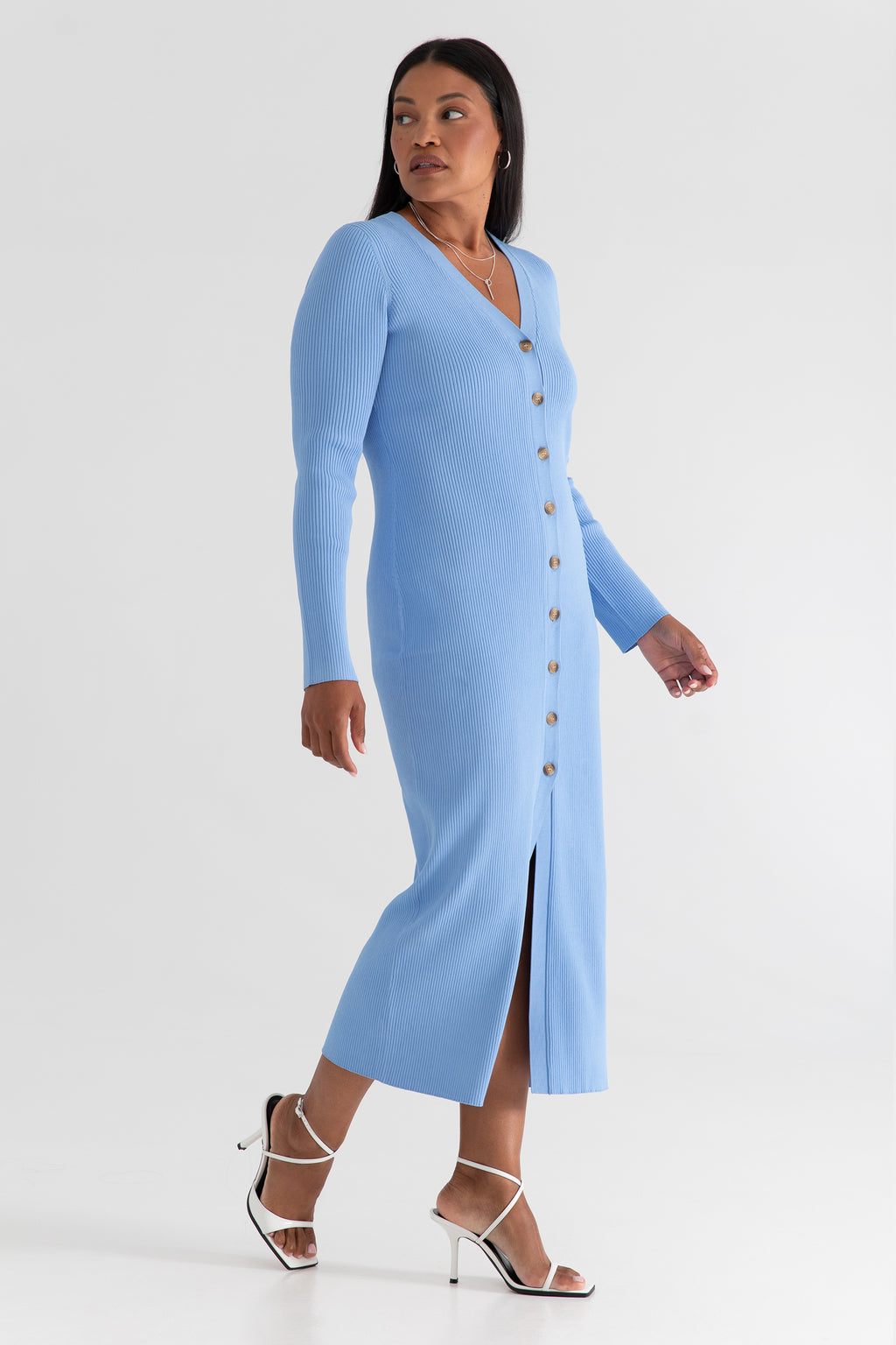 midi dress and duster The Sweater Duster Midi Dress In Salt