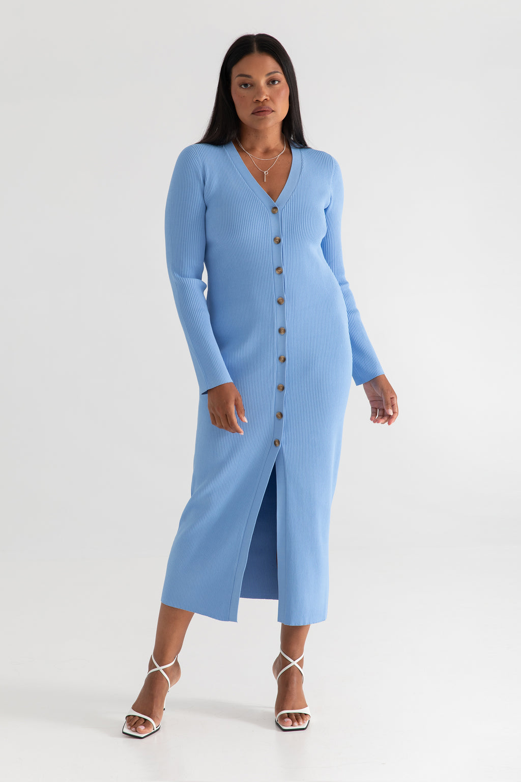 chinese dress ladies The Sweater Duster Midi Dress In Sky