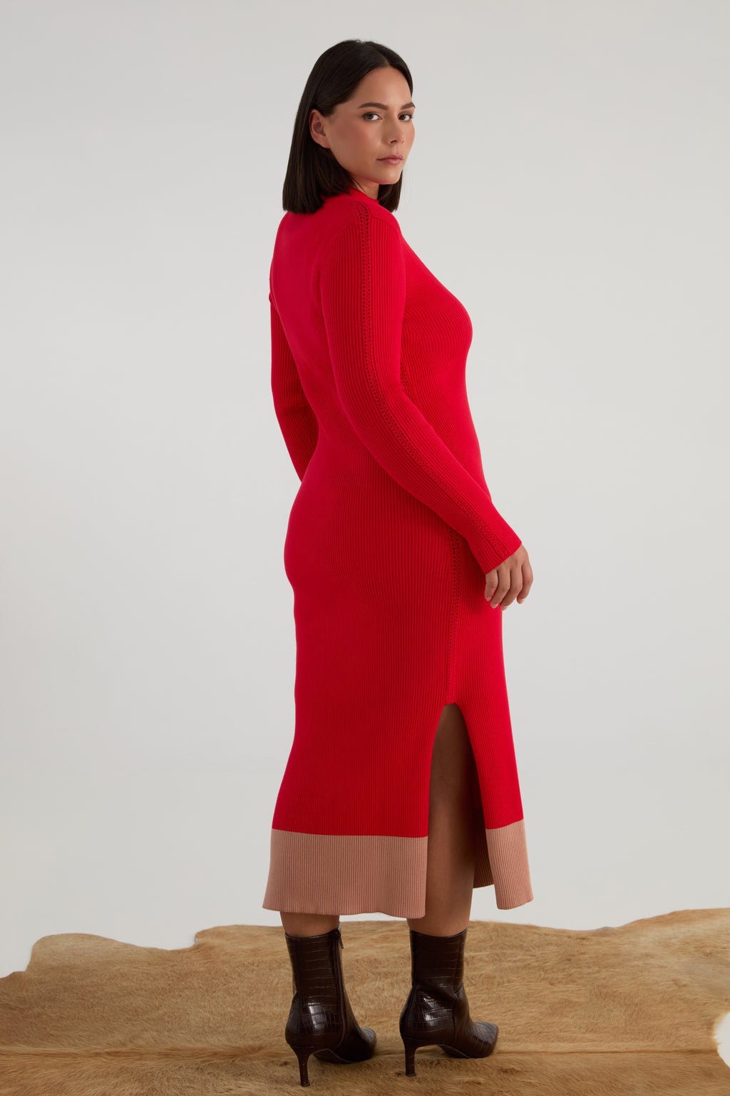 The Rib Sweater Midi Dress In Cherry The Rib Sweater Midi Dress In Cherry
