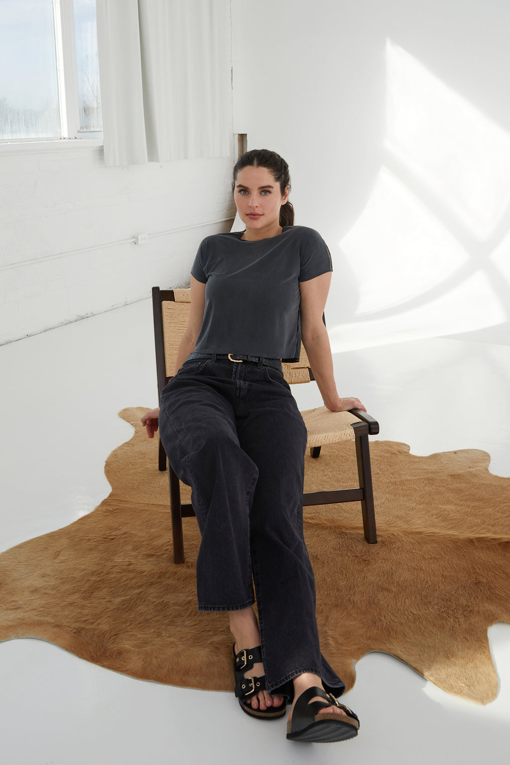 The Infinity Tee Crop In Ink Flow Cupro - KADA