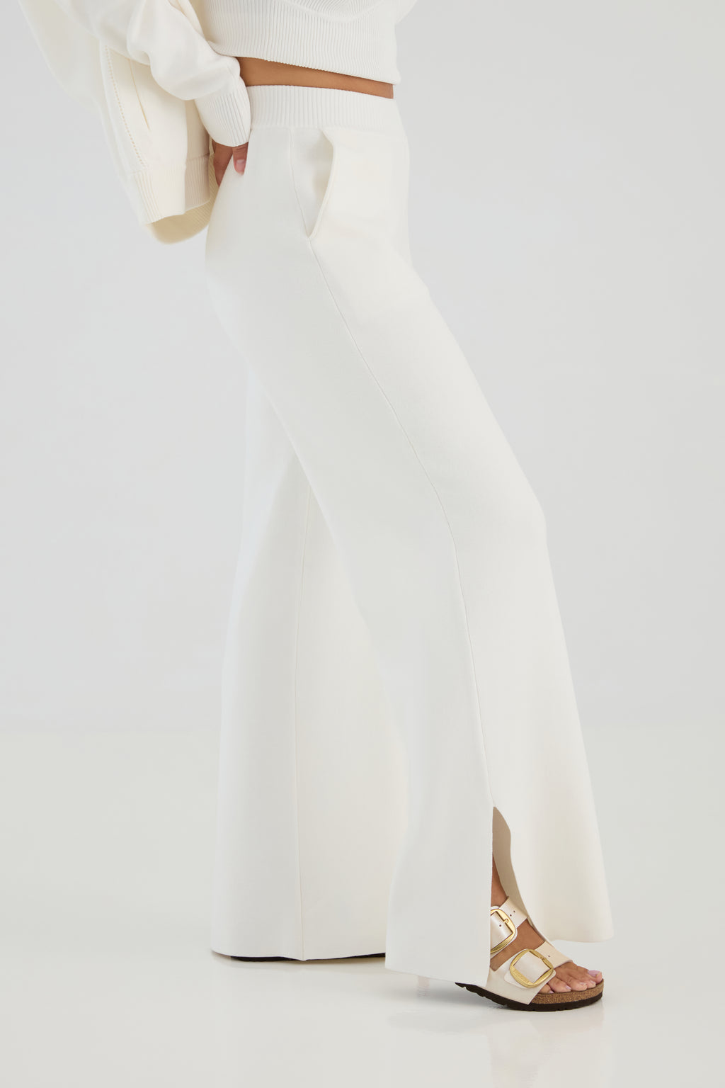 The Sweater Wide Leg Pant In Salt - KADA