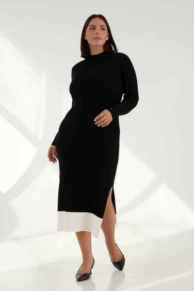 The Rib Sweater Midi Dress In Ink - KADA L