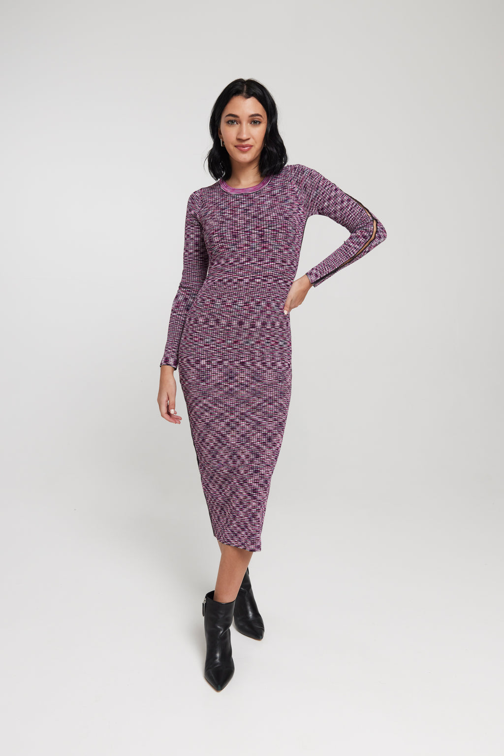 The Space Dye Ribbed Midi Dress